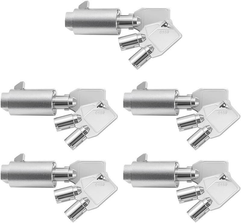 WOOCH Tubular Key Lock for Vending Machines - Vending Machine Locks Keyed Alike, 3Pcs Keys, Zinc Alloy, Chrome (5 Pack) - Image 1